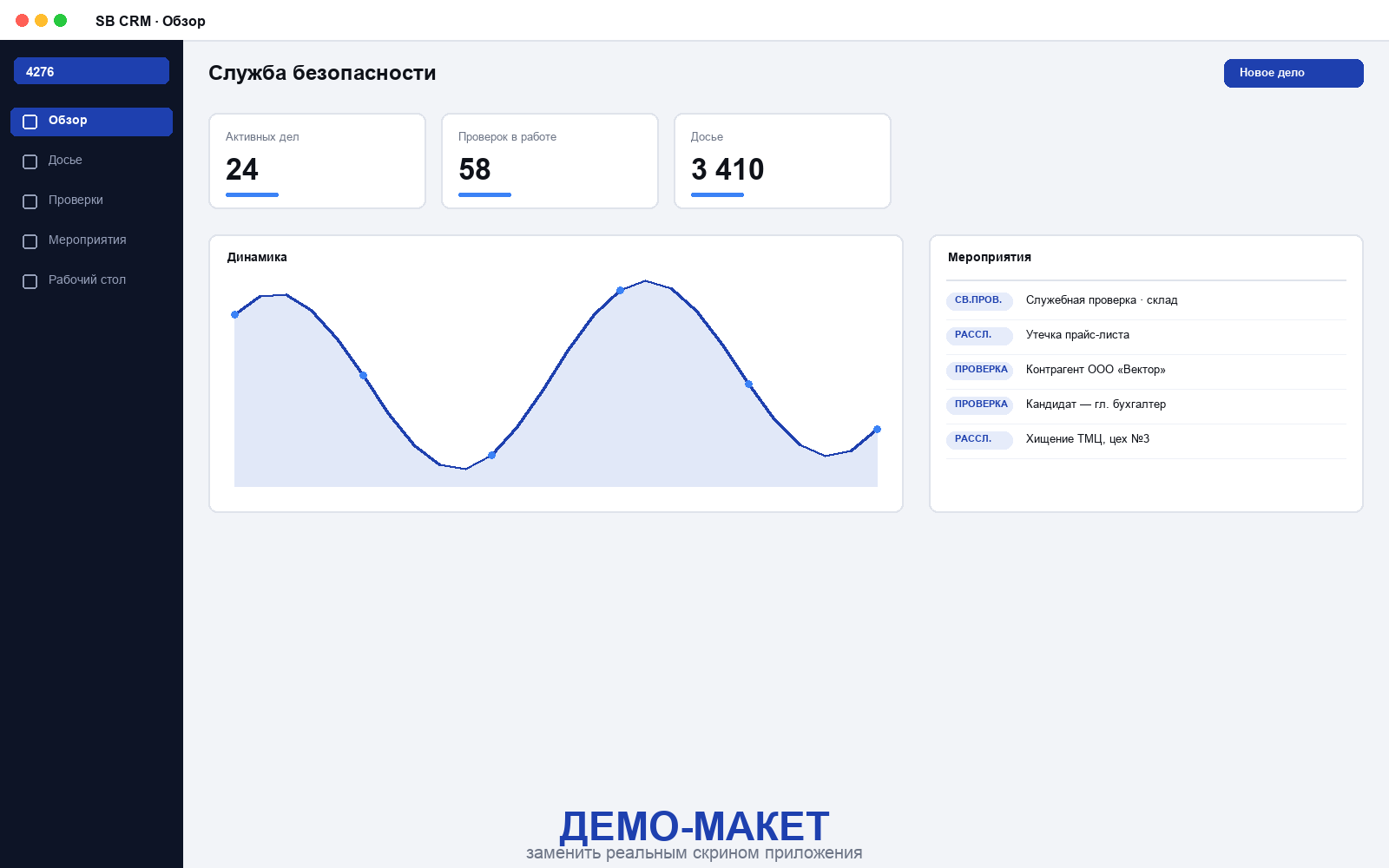 SB CRM — обзорная консоль службы безопасности